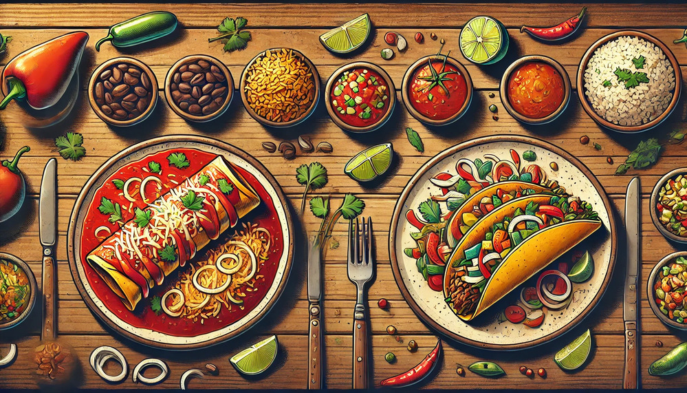 diferencias entre enchiladas y tacos